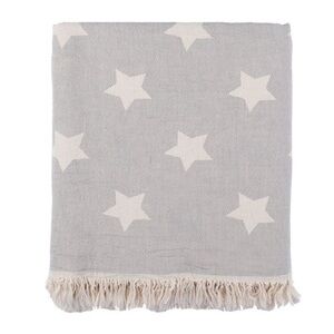 Star flat woven Turkish cotton light grey throw